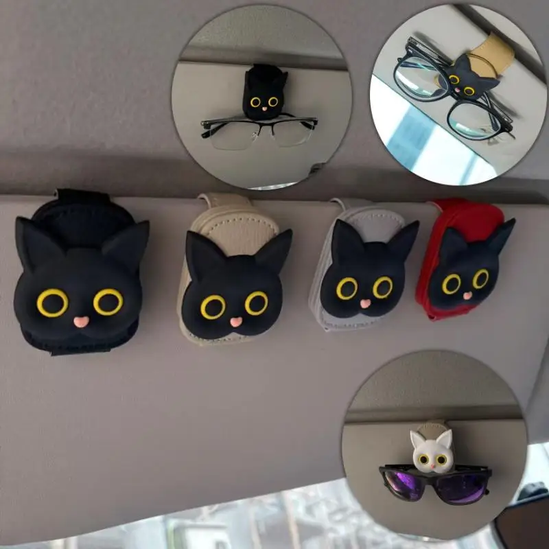 Cute Cat Style Magnetic Glasses Case For Car Sun Visor Holder- Multi-Function Auto Accessorie,cars Accessories Girl〔CC55〕