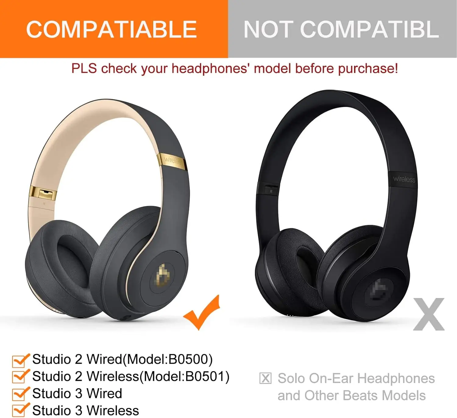 Almohadillas de Repuesto Mejoradas Studio 3 para Auriculares Beats Studio 3, Fundas de Gel Refrigerante para Auriculares Studio 2, Studio 3, con Cable e Inalámbricos