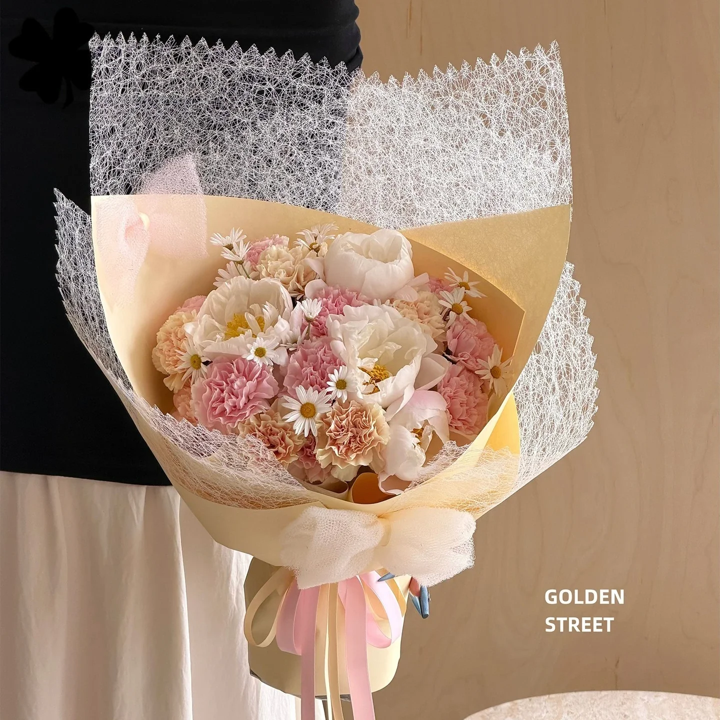 Valentine's Day Lace Wrapping Paper High Grade Decorative Kraft Paper Floral Shop DIY Materials Cowhide Interwoven Mesh 50X59cm