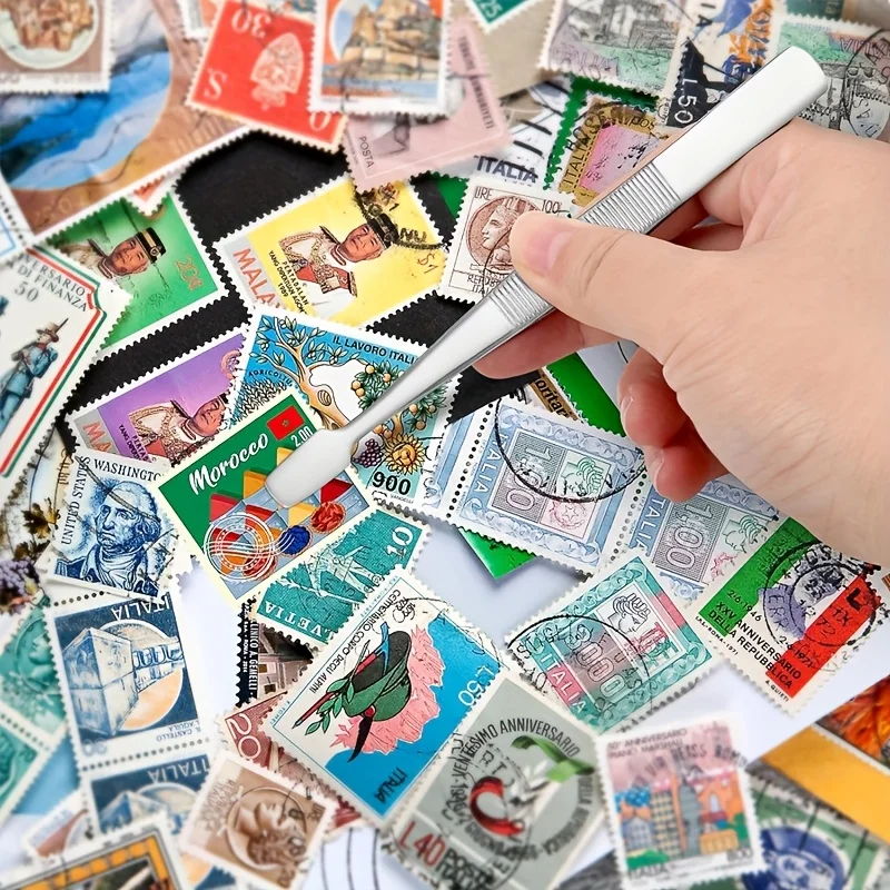 1/2 قطعة الفولاذ المقاوم للصدأ ختم الملقط ختم جمع أدوات شقة واسعة تلميح الدقة الملقط مثالية لجمع الطوابع #4