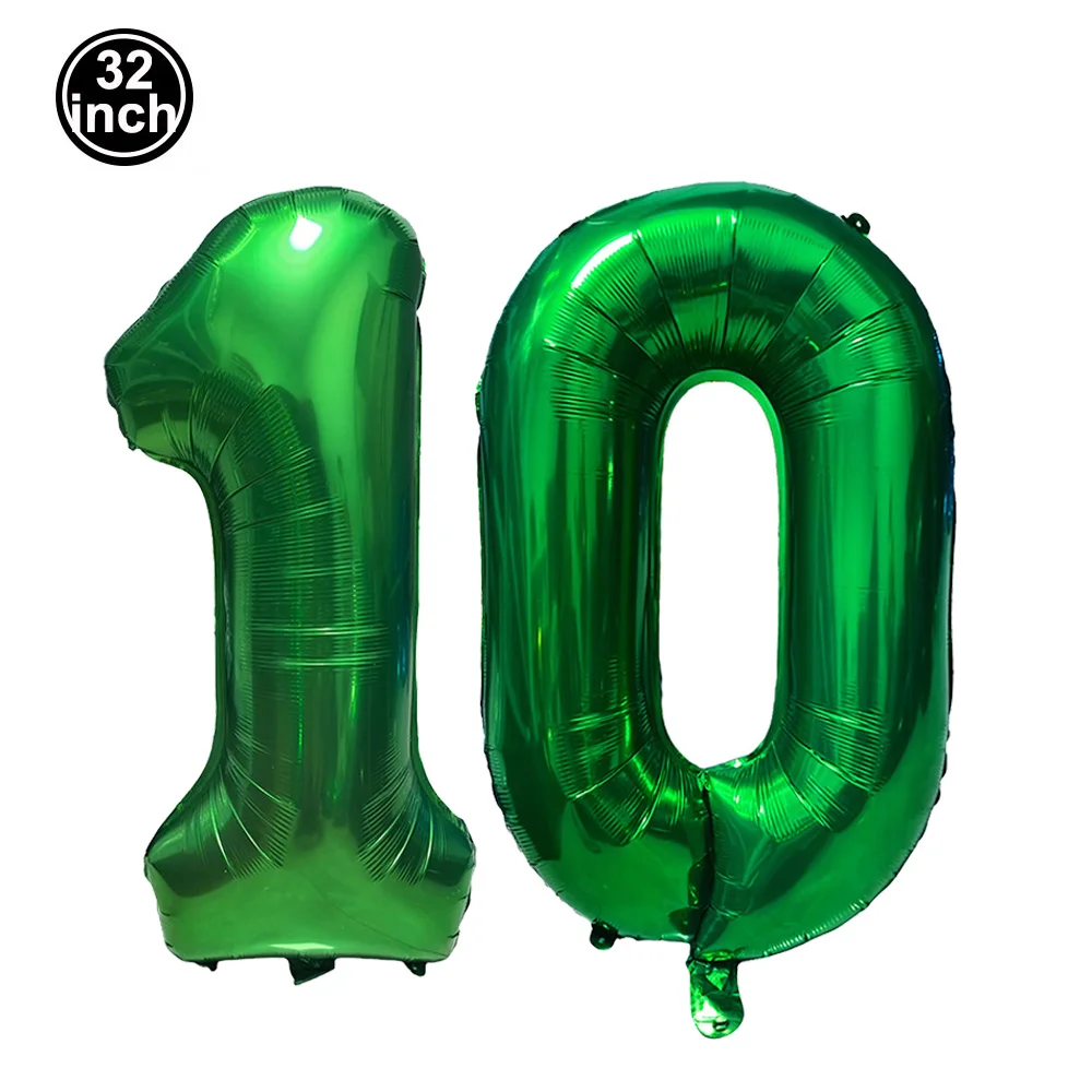 Nummer 10 Ballon 10-stelliger Ballon Zehn blaue Figur Grüner Globus 10. Geburtstag Groß Groß Rot Rosa Golden Schwarz Bunt 32 Zoll