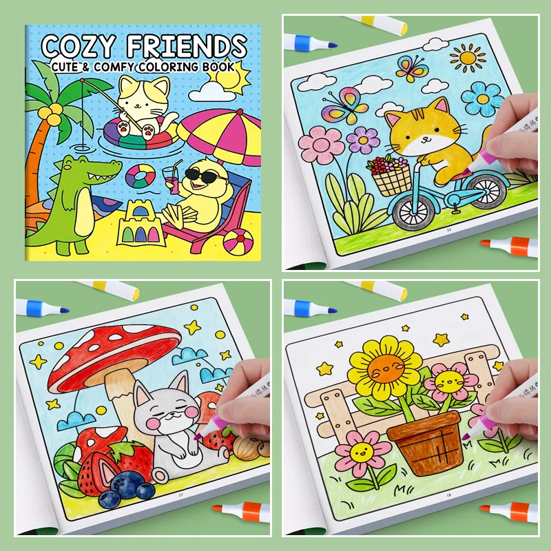 Healing Beginner Coloring Book Animal Theme Stress Relieving Graffiti Exercise Book Adult Stress Relieving Activity Book