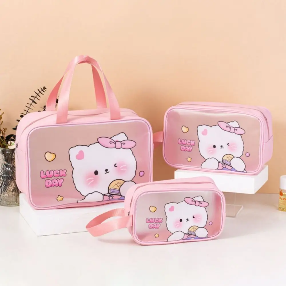 Borsa Ins borsa cosmetica in PVC per cartoni animati borsa per il lavaggio trasparente carina portatile borsa per il lavaggio impermeabile di grande capacità da viaggio