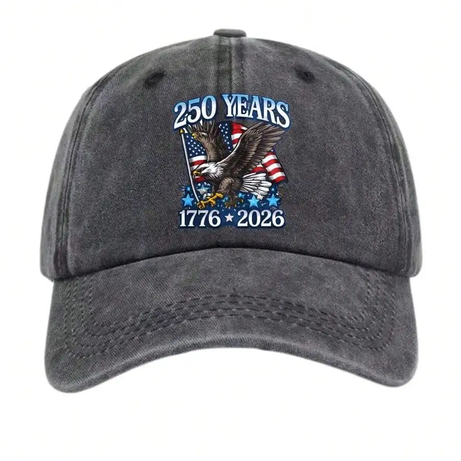 1pc USA 250 Years 1776-2026 Patriotic Eagle Dad Hat Baseball Cap Vintage Washed Baseball Cap Retro Distressed Dad Hat Soft