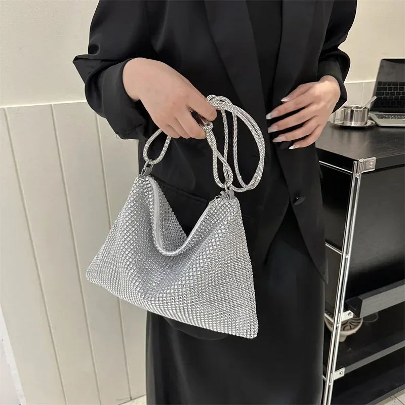 Shiny Rhinestone Dinner Bag Party Wedding Purses For Women Luxury Full-Diamond Crystal Handbag Shoulder Bag Sparkly Evening Bags