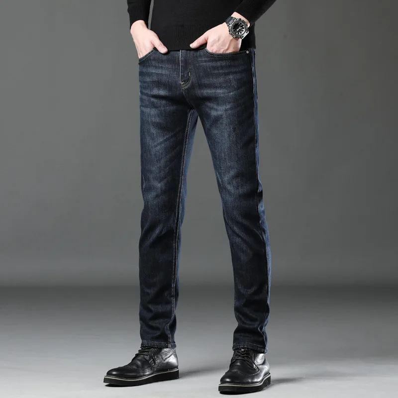 رجل جديد الخريف أزياء العلامة التجارية مستقيم أنبوب عارضة الشتاء الرجال السراويل مع الصوف الربيع والخريف الكبار شهم مريحة