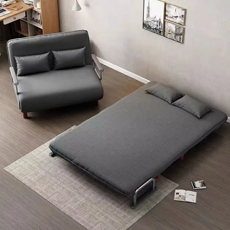 Sofa bed Two-person seat foldable sofa bed Household bedroom Living room Small apartment Multifunctional retractable variable