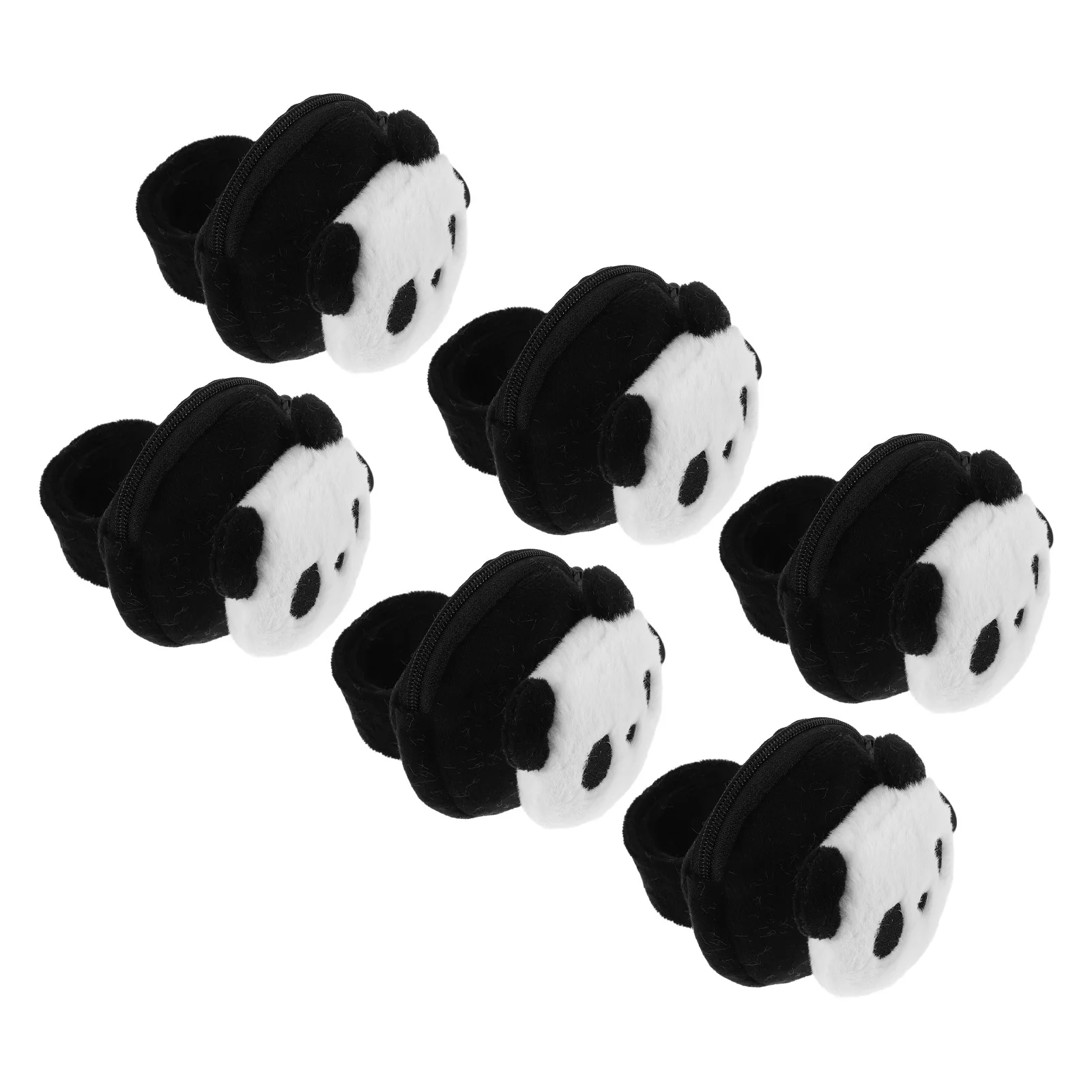 

6pcs Snap Panda Slap Band Coin Purse Animal Change Purse For Party Bracelet Party Favors Gifts Wristband Organizer