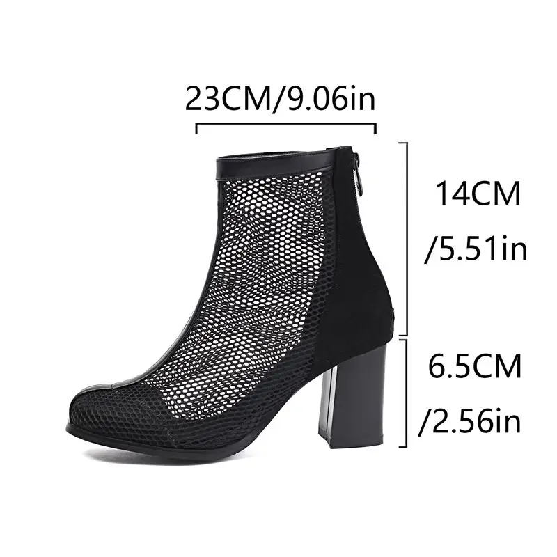 

Брендовые летние ботильоны Girseaby с круглым носком на блочном каблуке 6,5 см, молния, дышащая сетка, большой размер 44, 45, 46, повседневная обувь для отдыха