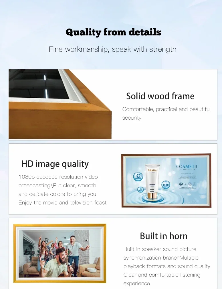 21.5 32 43 55 65 75 86 polegadas Fábrica Atacado e-ink HD 10 polegadas Wifi Cloud Digital Electric Photo Frame