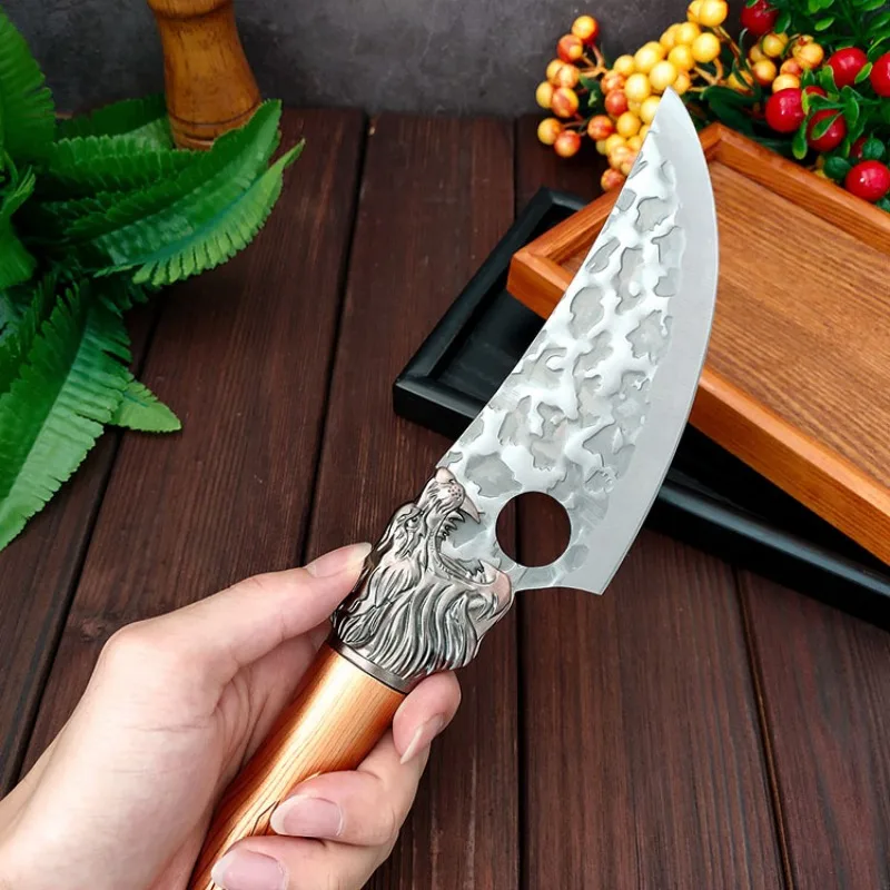 Forged Boning Knife Stainless Steel Kitchen Chef Handmade Fishing Knife Meat Cleaver Pig and Sheep Skinning Knife Cooking Tool