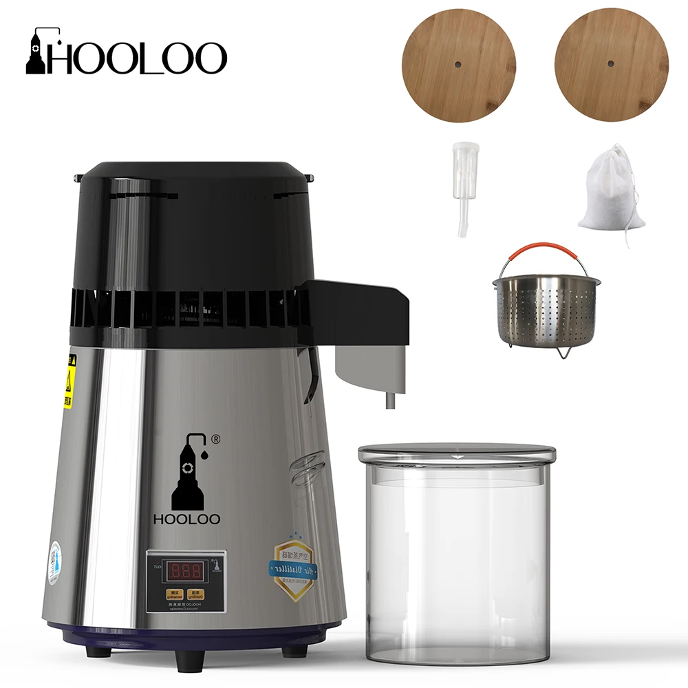 HOOLOO 4L Water Distiller 220V Purifier Filter Dispenser Stainless Steel Electric Still Laboratory Equipment Home Appliance
