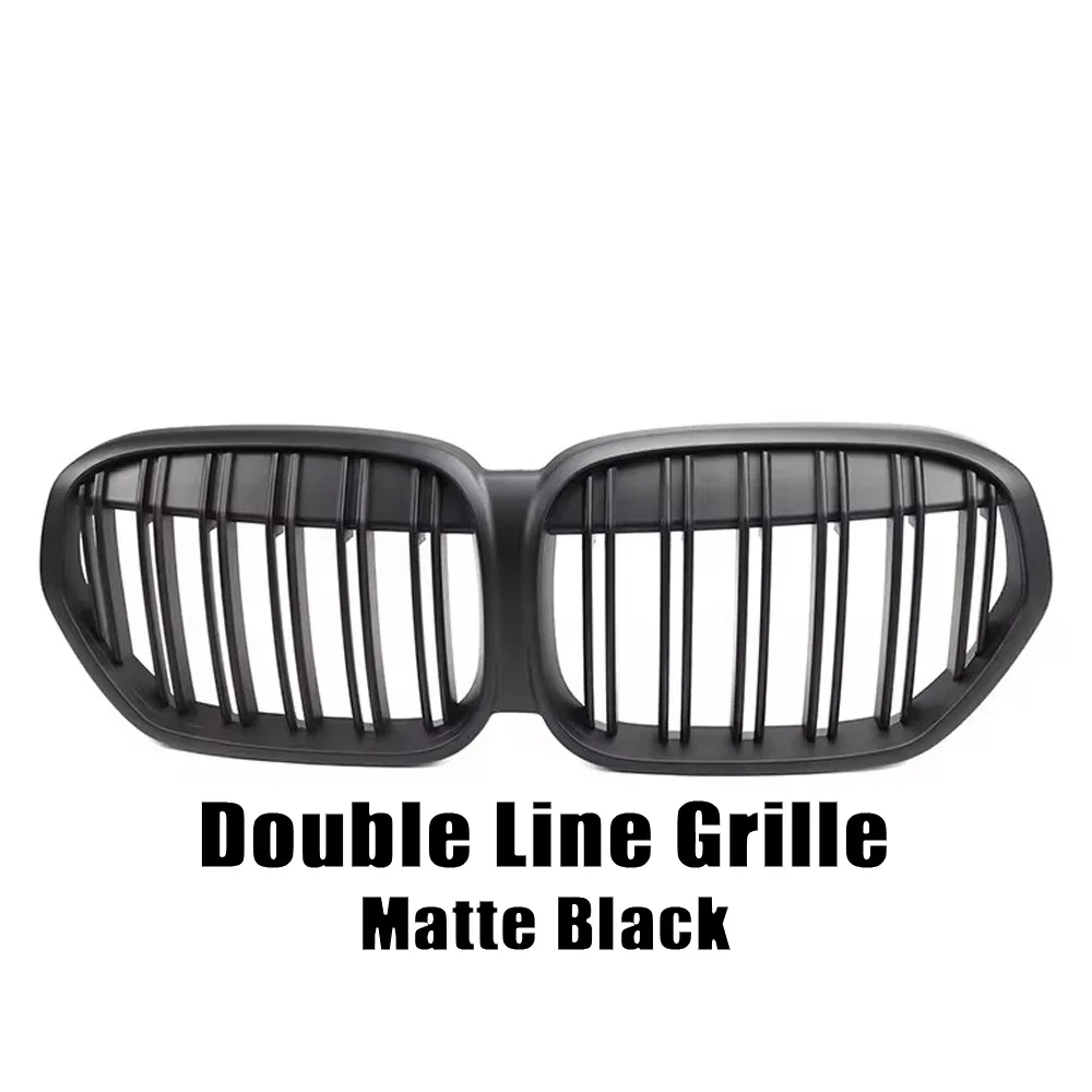 Xvip Carbon Fiber Look Double Line Style Front Race Grills Voor Bmw X1 F48 Lci 2020-2022 Alle Zwarte Diamanten Stijl Bovenste Roosters