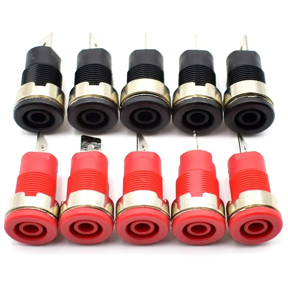 10Pcs 4mm Insulated Banana Jack Female Panel Mount Sockets - Binding Post Terminals for Multimeter Test Leads & Audio Equipment