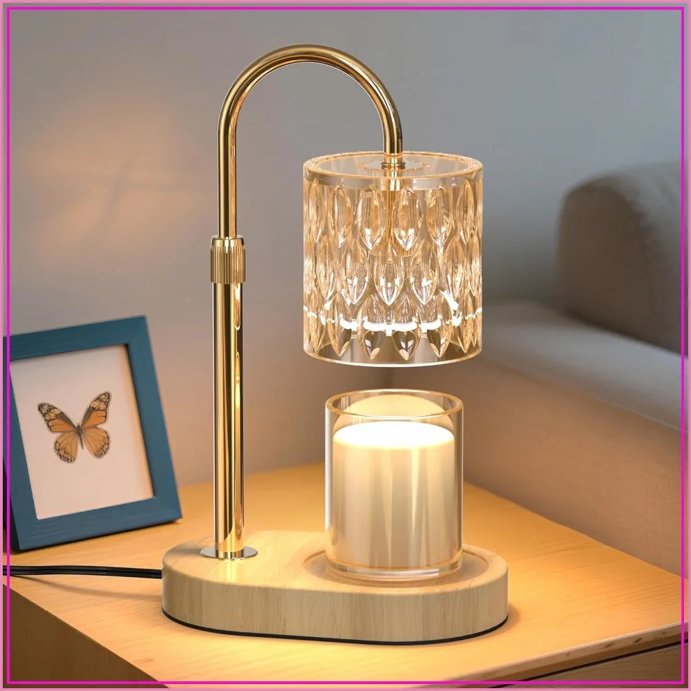 

Candle Warmer Lamp with Timer, Adjustable Height, Vintage Home Decor, Gift for Mom, Housewarming, Electric Wax Melt Warmer with 2 Bulbs