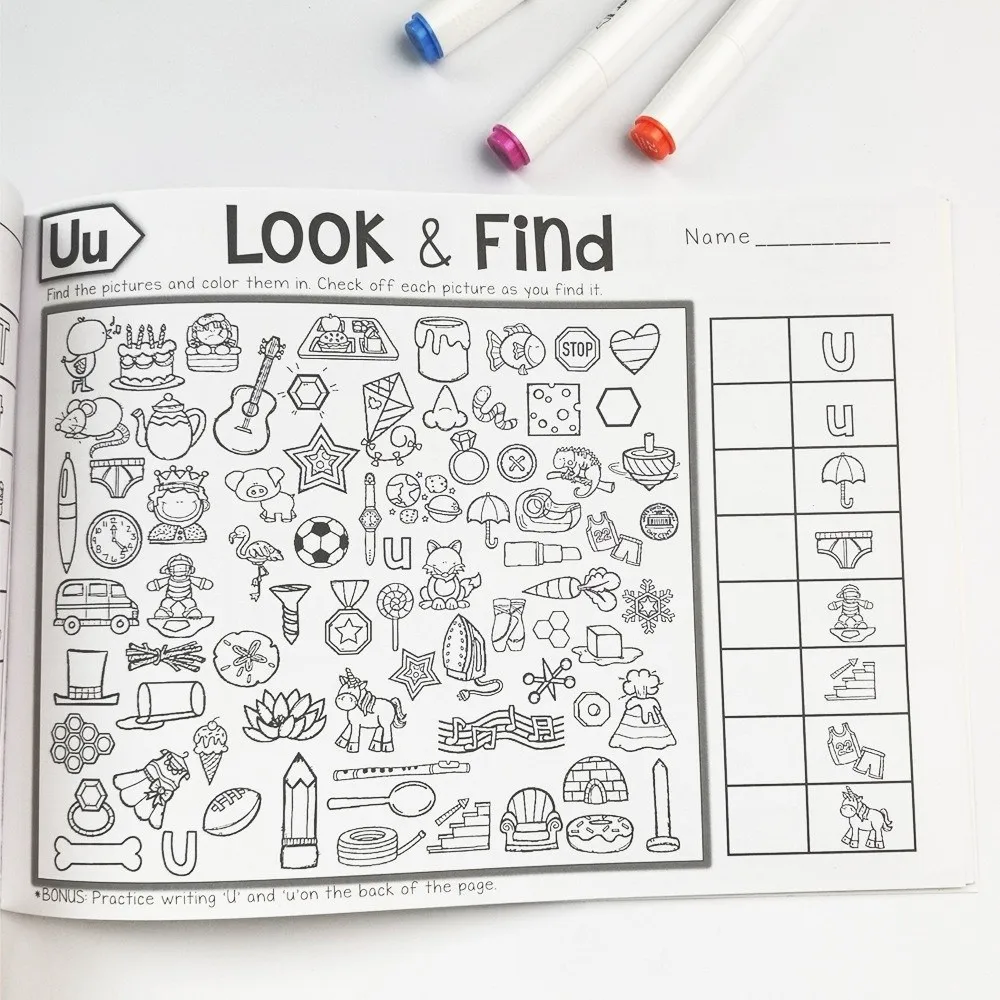 Interactive Find & Color Book Enhanced Attention Thicken Paper Hidden Object Coloring Book Observation Skills Painting Workbook