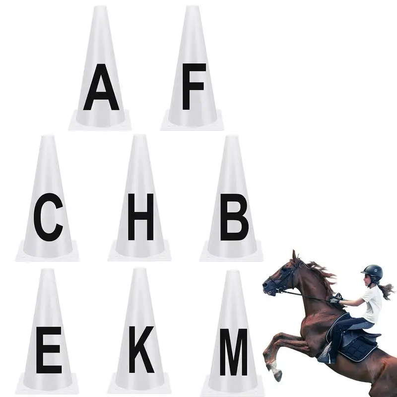 Equipo de entrenamiento para caballos, conjunto de conos de letras de vendaje blanco portátil, equipo de entrenamiento para caballos, cono de entrenamiento deportivo apilable
