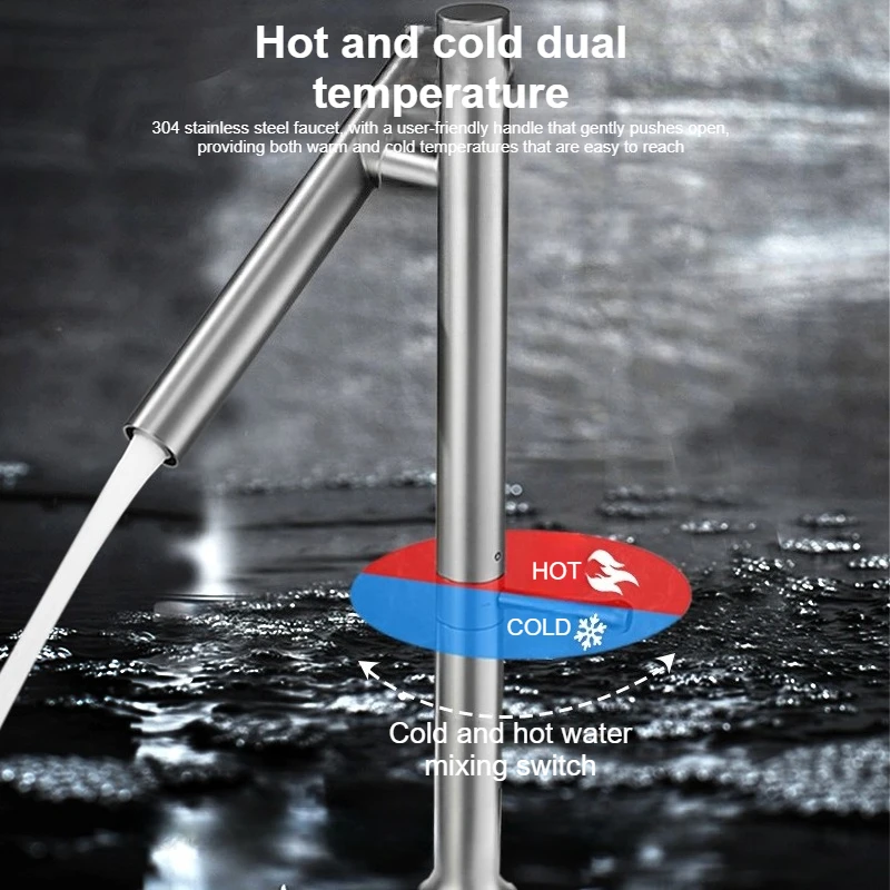 Stainless Steel Kitchen Faucet, Universal Swivel, Suitable for Both Hot/cold Water, Vegetable Washing Basin, Hand Washing Basin