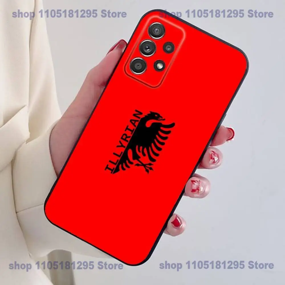 ألبانيا العلم جواز السفر Illyrian النسر قضية الهاتف لسامسونج S25,24,21,22,23,30 ، الترا ، 20 ، زائد الأسود لينة غطاء من السيليكون