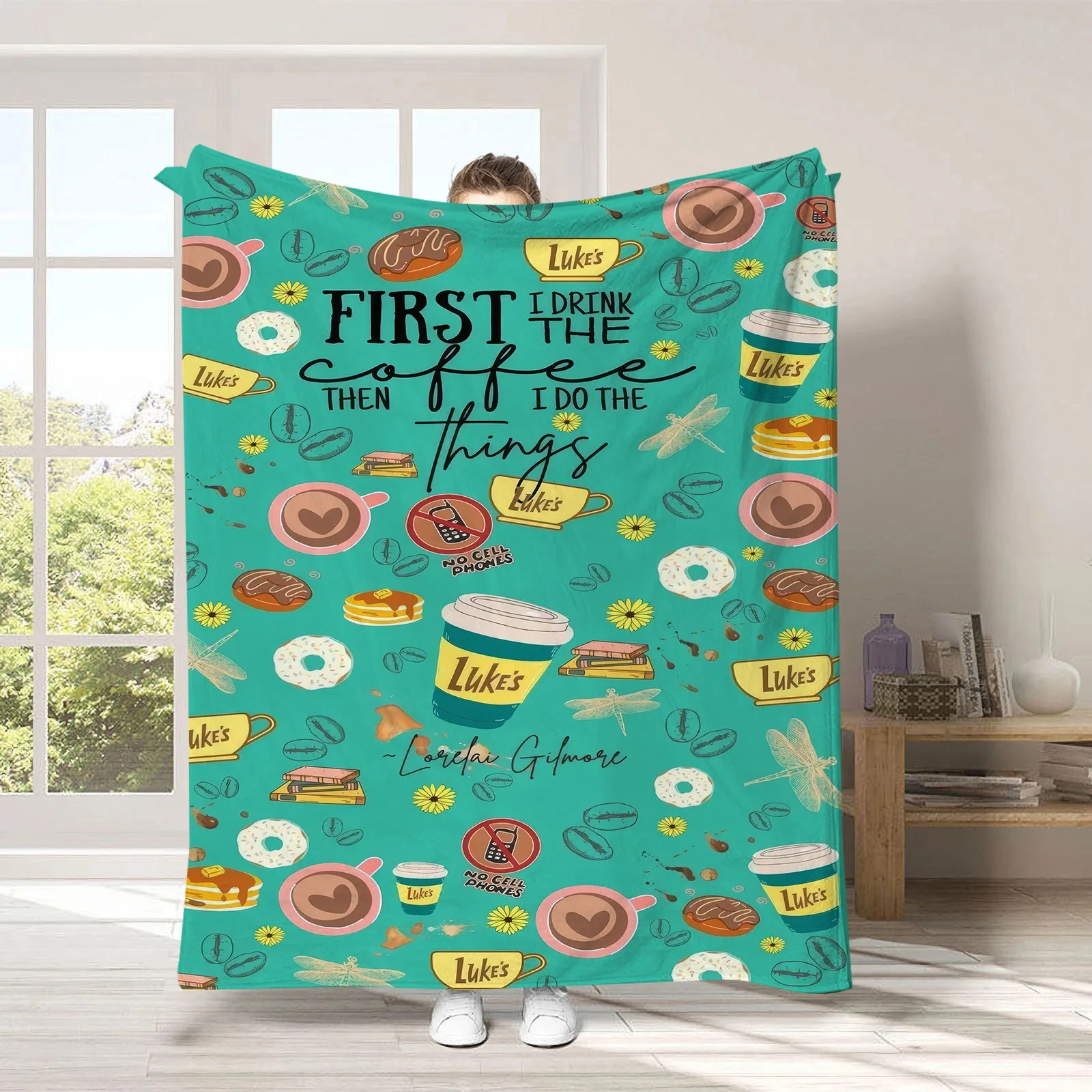 VIKAMA Coperta in flanella stampata semplice in stile americano, coperta per divano, coperta per pisolino, morbida e delicata sulla pelle, decorazione per la casa