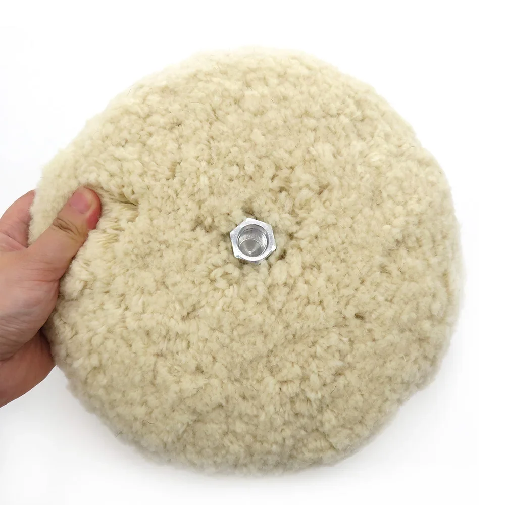 Tampone per lucidatura per auto da 8" Tampone per lucidatura in lana spessa su entrambi i lati con adattatore per bullone di prolunga per filettatura 5/8"-11 per lucidatura e taglio