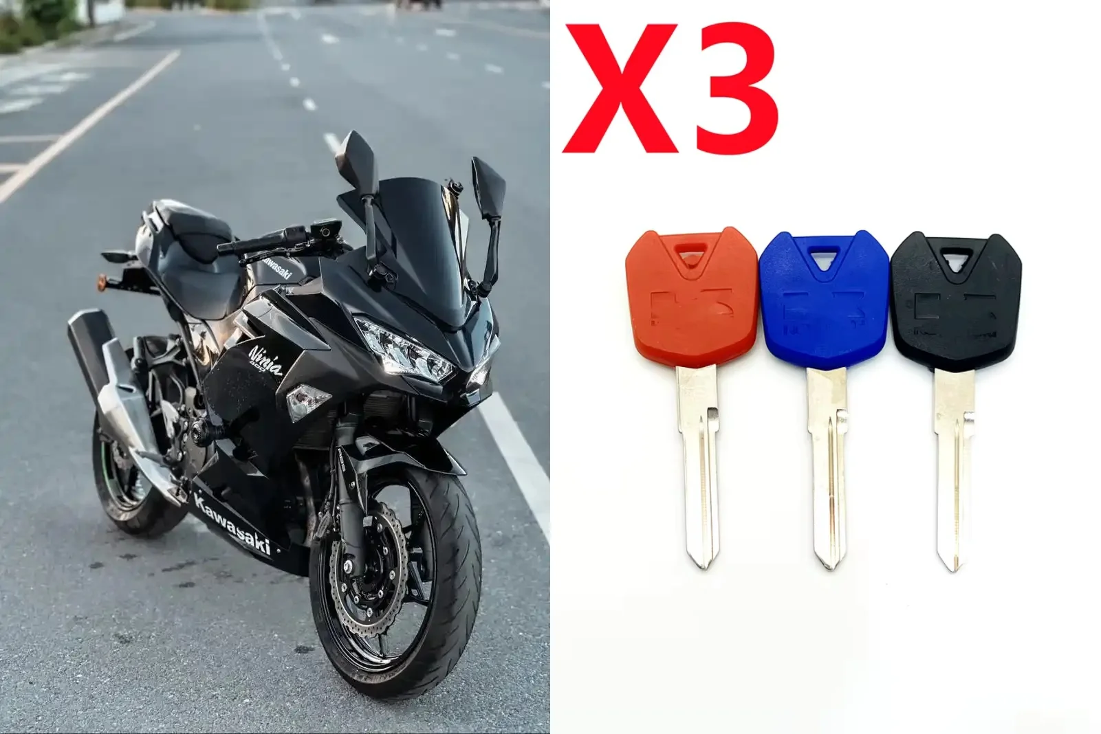 New Blank Key Motorcycle Replace Uncut Keys For Kawasaki NINJA250 ZX250R EX250 NINJA300 ZX300R EX300 NINJA 250 300 650 R S 3pcs