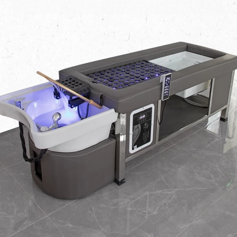 

Beauty Sink Shampoo Chair Multi-functional Comfort Massage Bed Shampoo Chair Ergonomics PU Leather Furniture Wasbed MHXFY