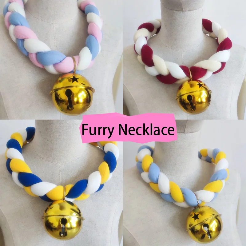 Furry Necklace Fursuit Accessories Braided Choker For Halloween Party Animal Cosplay Props