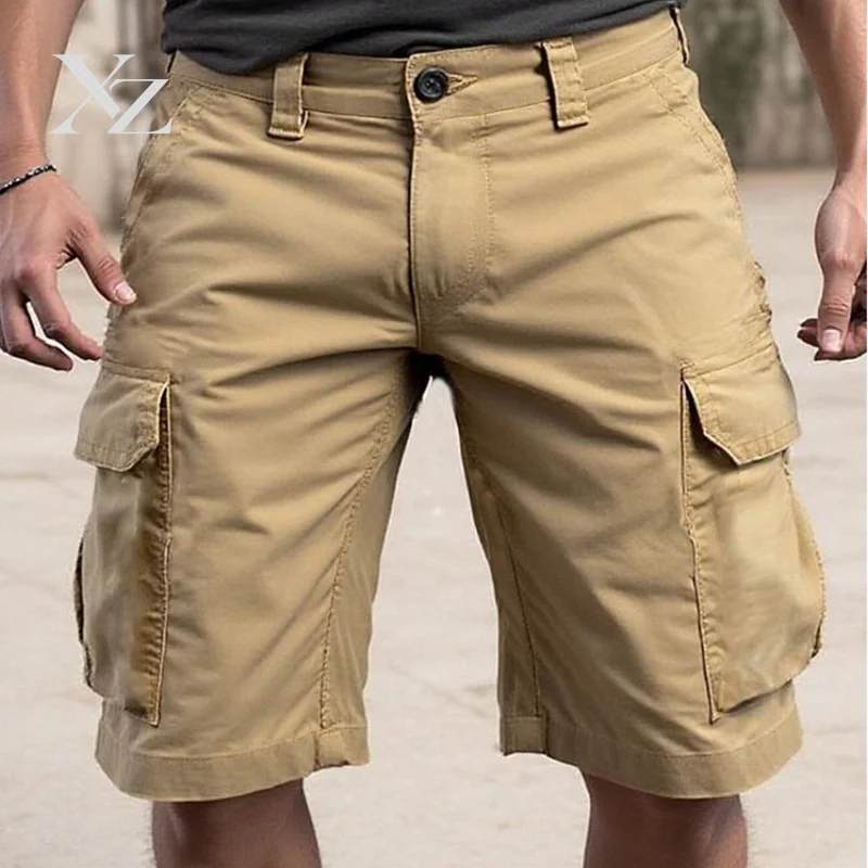 Opening Sale |Men's Tactical Cargo Shorts Black Multi-Pocket Straight Leg Casual Workwear Shorts