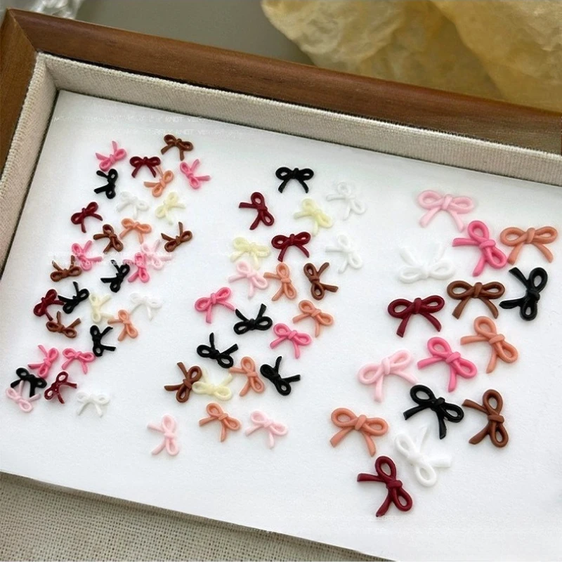 Gemengde Leuke Mini Kleurrijke Hars Lijn Strik Strikje Lint Nail Art Decoraties DIY Manicure Steentjes Accessoires Groothandel