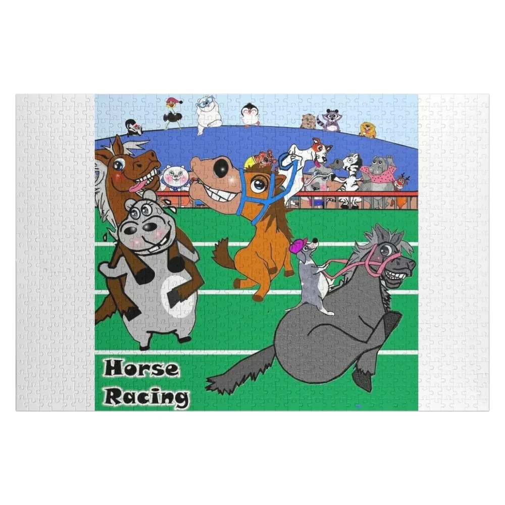 

Horse racing - horses and dogs Jigsaw Puzzle Personalised Toys Picture Customizable Gift Puzzle