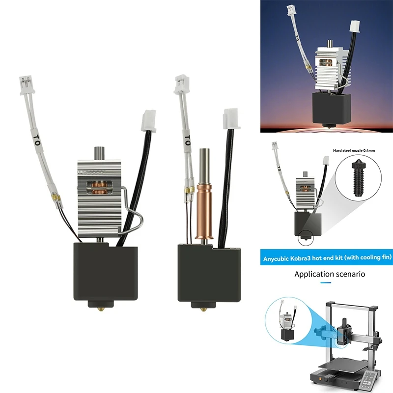 

Для Anycubic Kobra 3 Hotend сопла термистора нагревательная трубка нагревательный блок с радиатором для Anycubic Kobra3 запасные части