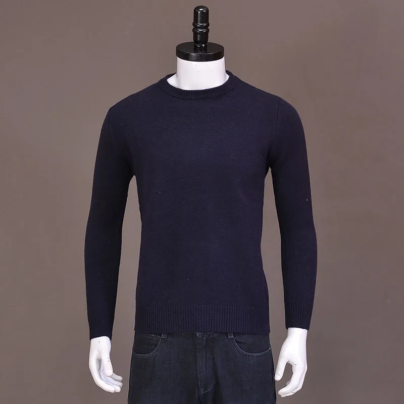 Men's round Ne Knitted Wool Sweater Straight Tube Long Sve Casual Wear Mid-aged And Young Multi-color Knitwear