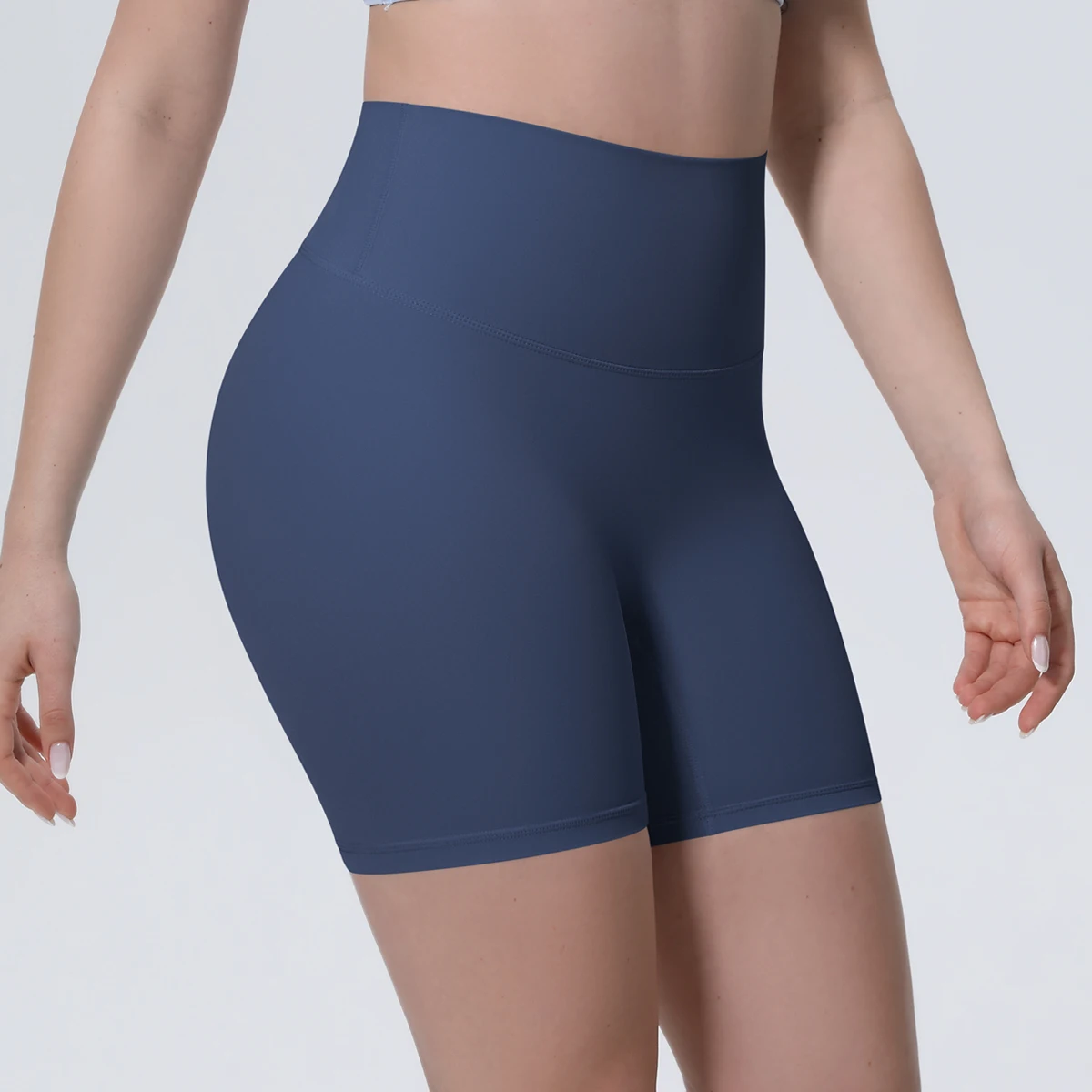 1 Stück Damen Sport-Kurze Yoga-Leggings Einfarbige Hochtaillierte Fitness-Shorts Schnelltrocknende Radfahr-Workout Nahtlose Shorts – Detail 7