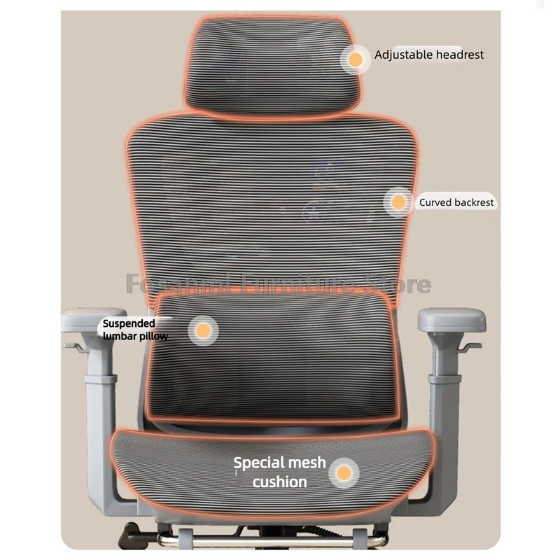 كرسي شبكي مريح عالي الجودة مع دعم قطني قابل للتعديل كراسي دوارة للألعاب المنزلية كرسي بذراعين للكمبيوتر قابل للتنفس