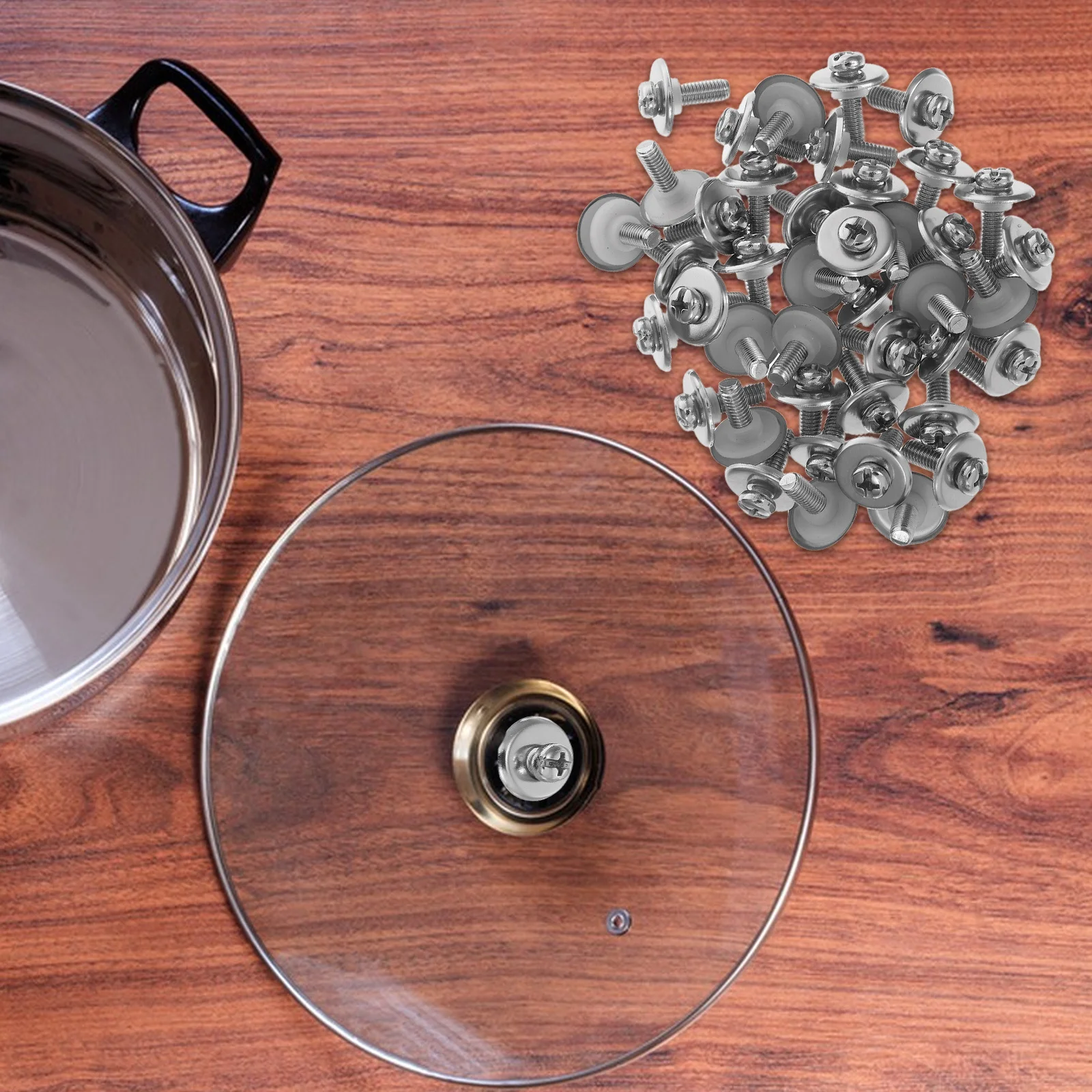 

40Sets Universal Pot Lid Repair Kit M5 High Temperature Resistant Silicone Gasket with Stainless Steel Mounting Screws