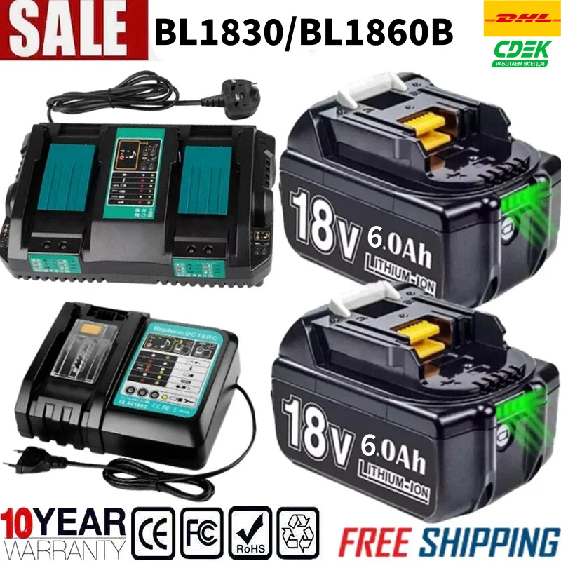 Für Makita 18V Akku 6,0Ah BL1830 Wiederaufladbarer Lithium-Ionen-Akku für BL1850 BL1880 BL1860B LXT400 Elektrowerkzeug-Akku