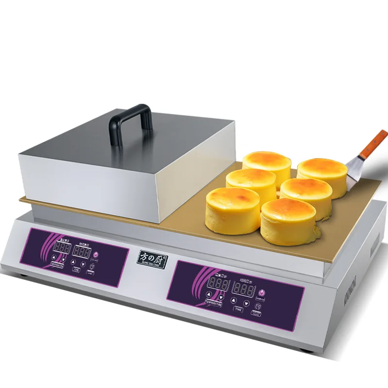Neuer Doppelkopf-Elektro-Soufflé-Pfannkuchenmacher aus Edelstahl mit Hoher Produktivität für Fluffige Japanische Pfannkuchen, Geeignet für Bäckereien