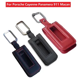 Leather Car Key Case Cover Key Bag Shell Protector For Porsche Cayenne Panamera 911 Macan Genuine Accessories