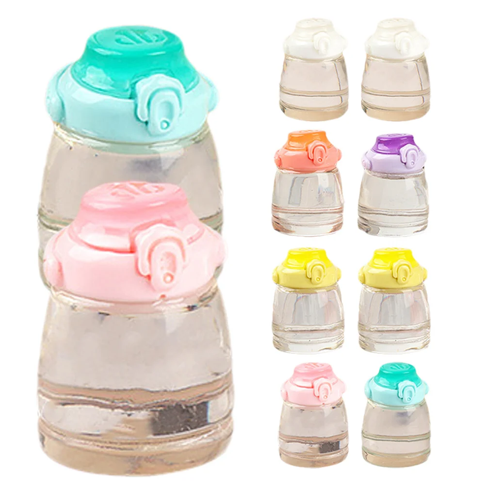 

12pcs Simulation Cup Miniature Resin Bottles For House Decor Kids Pretend Play Set Mini House Kitchen Accessories