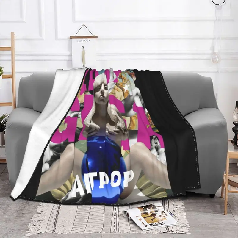 Lady Gaga Black Artpop Concert Blanket High On Couch Coral Fleece Faux Fur Throw Machine Washable