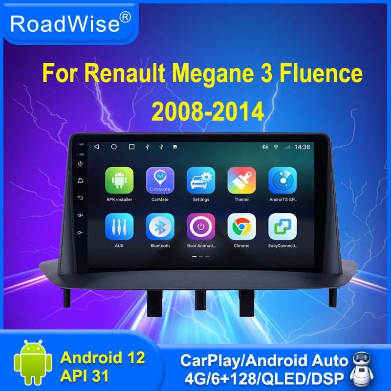 

Roadwise Android Car Radio Multimedia CarplayFor Renault Megane 3 Fluence 2008 - 2014 4G Wifi DSP DVD Navi GPS 2 din Autostereo