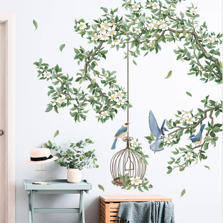 living room 3d green tree wall sticker home decoration removable bedroom wall art mural sticker view 5
