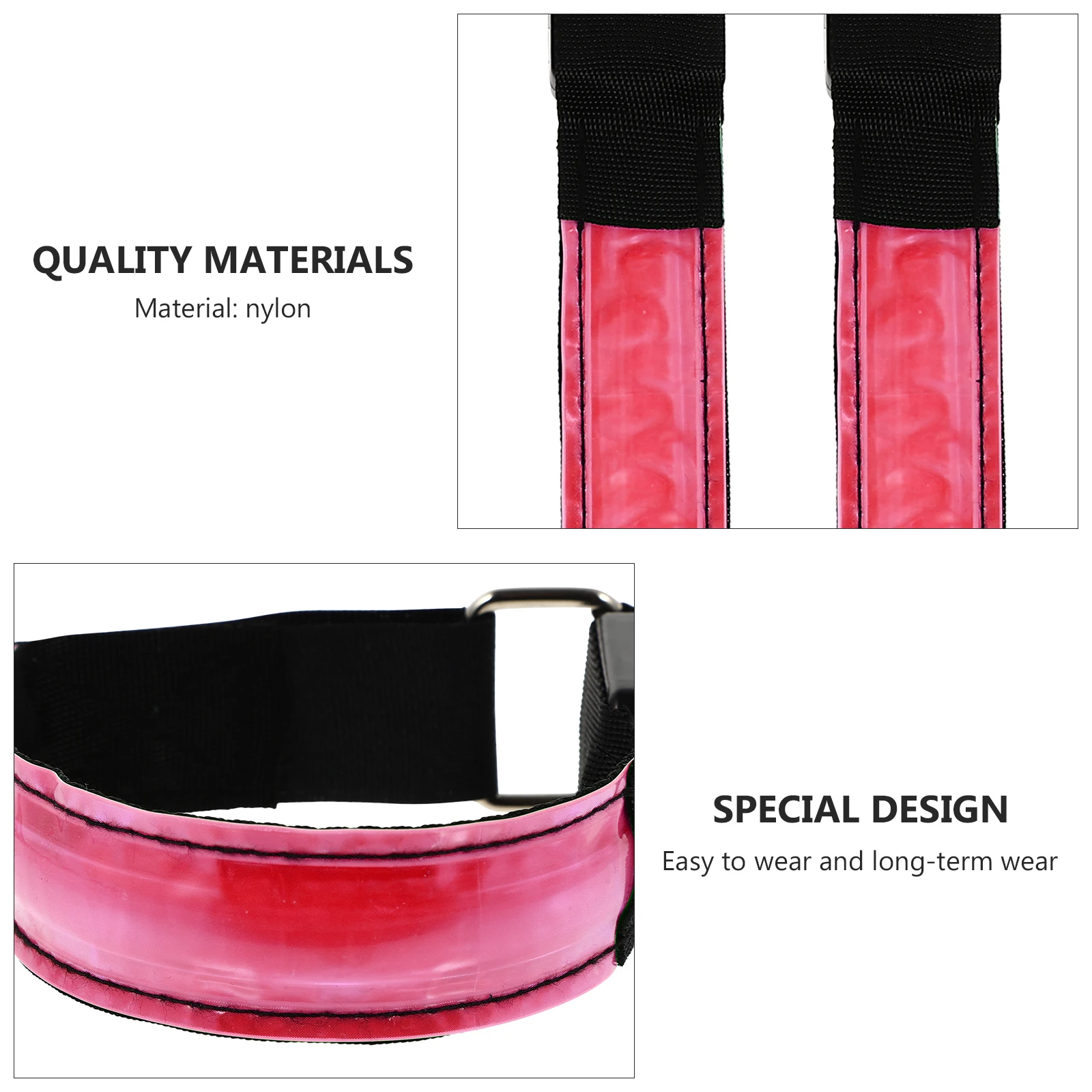 Correa de seguridad para brazo reflectante LED, brazalete para correr de noche, pulsera de seguridad de nailon ligero, accesorio para correr al aire libre, 2 uds.