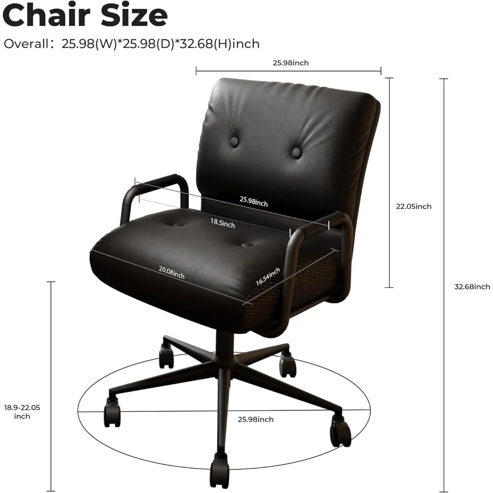 Silla de oficina giratoria con respaldo alto y reposacabezas ajustable con cojín de 5 pulgadas, múltiples opciones de materiales y colores en piel sintética para C