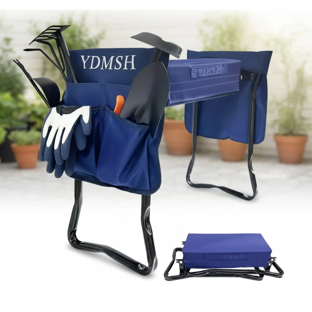 

Heavy Duty Foldable Garden Kneeler Seat with Cushion - Extra Wide Gardening Stool for Seniors & Arthritis Relief