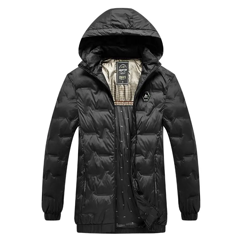 2024 Autumn and Winter Fashion Solid Color Thick Warm Hooded Padded Jacket Men's Casual Loose Large Size High-Grade Coat XL-5XL