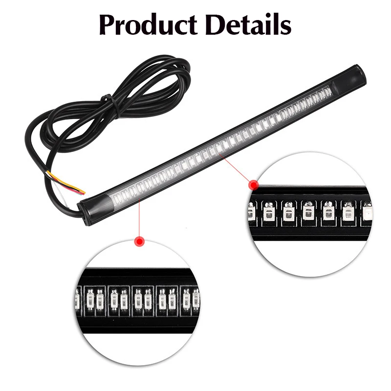 Motorcycle Brake Lamp Taillight 48LED with Turn Signal Function High Brightness Red Yellow Indicator Blinker Light Waterproof