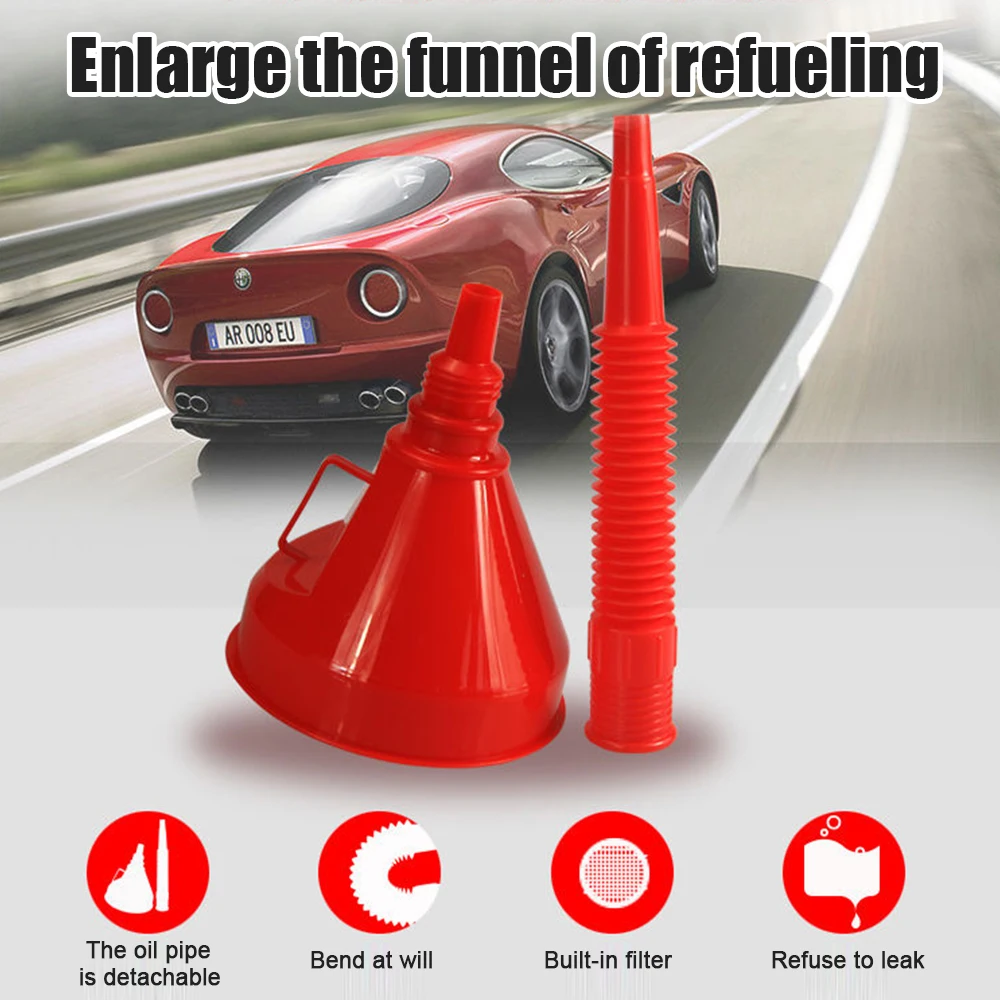 Large Refueling Funnel with Filter Mesh Motorcycles Gasoline Engine Car Oil Funnel Fuel Plastic Rubber Change Fill Transfer Tool