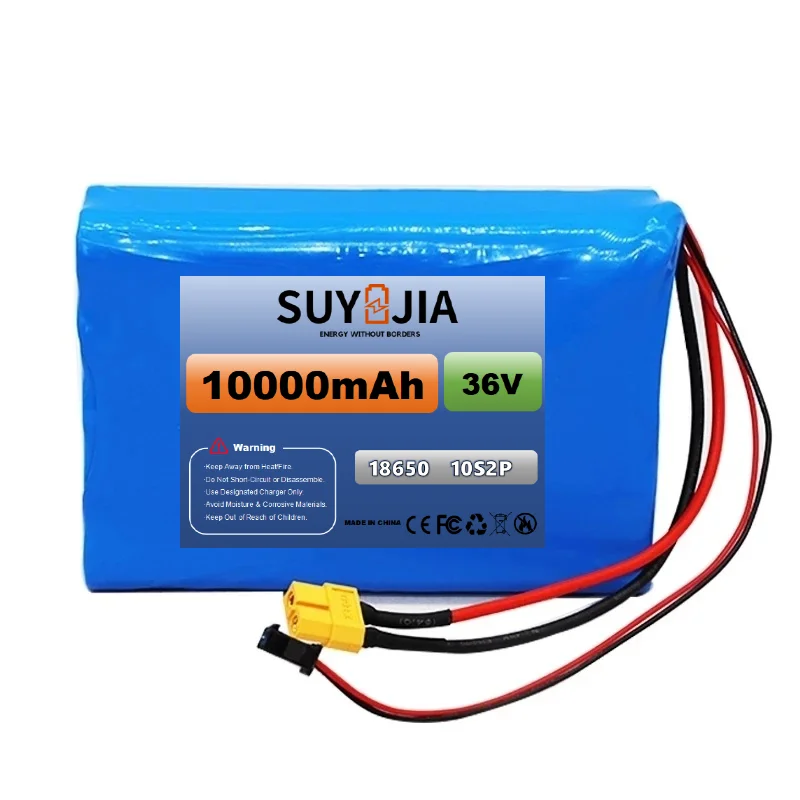 10S2P 36V 10Ah 18650 Lithium Battery Pack XT60 Rechargeable Battery Pack  Suitable for Electric Scooter Lightweight Battery Pack